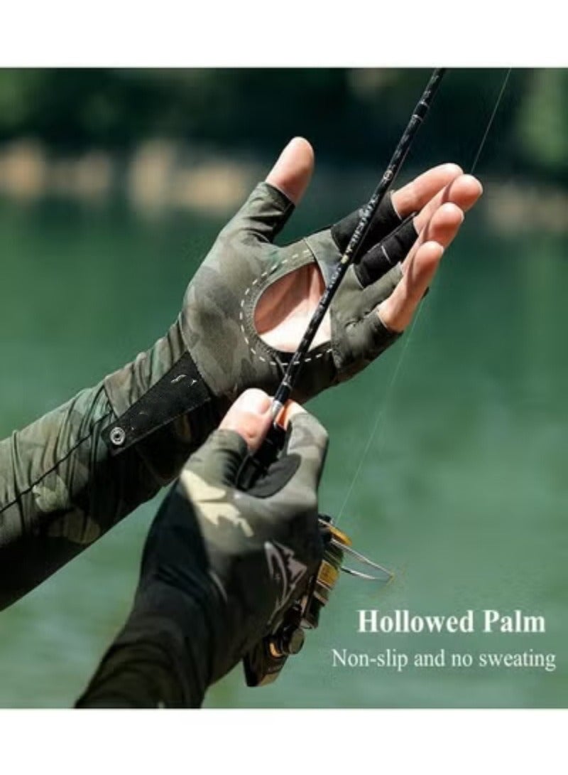 UPF50+ Sun Protection Gloves for Men Women 3/4 Fingerless Fishing Gloves UV Gloves for Kayaking, Rowing, Sailing, Canoeing, Paddling, Boating, Hiking, Driving, Hunting, Summer Outdoor Work - Image 3